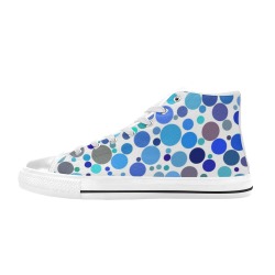 Purple and Blue Polka Dots High Top Canvas Shoes for Kid (Model 017)