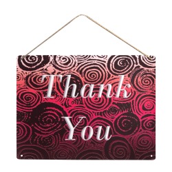 Thank You Swirls Red Metal Sign 16"x12"