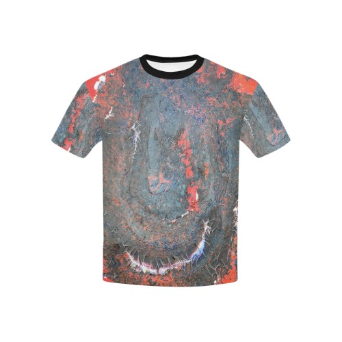 volcanic lava Kids' Mesh Cloth T-Shirt with Solid Color Neck (Model T40)