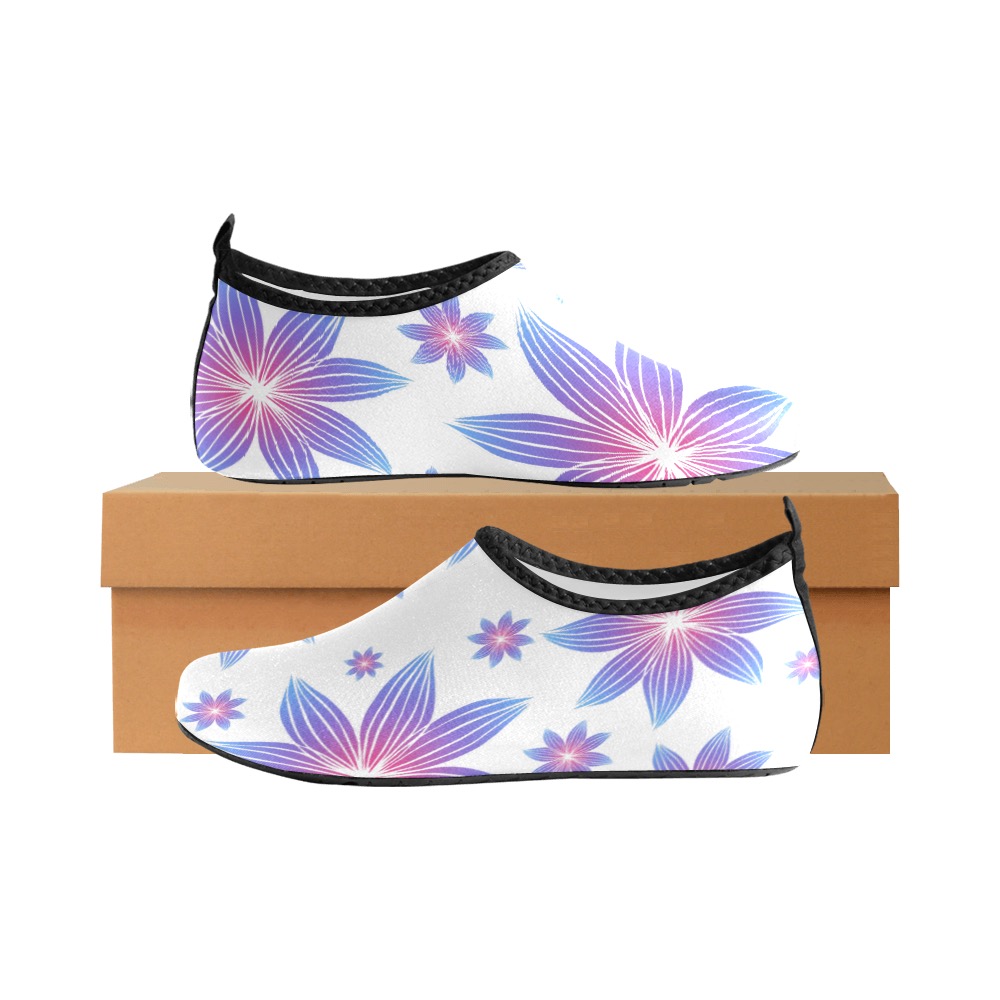 Ô Pink & Blue 8 Petal Blossom Women's Slip-On Water Shoes (Model 056)