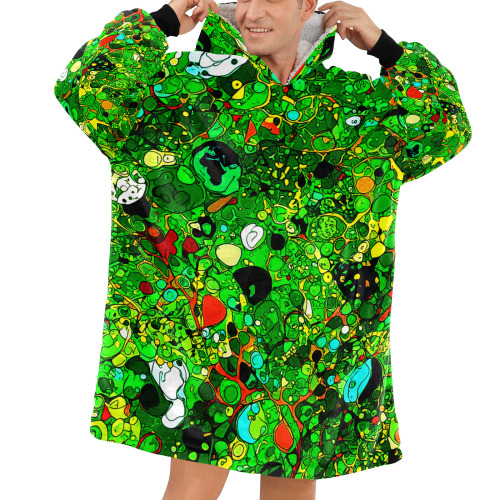 Green Abstract Art 409 Blanket Hoodie for Men