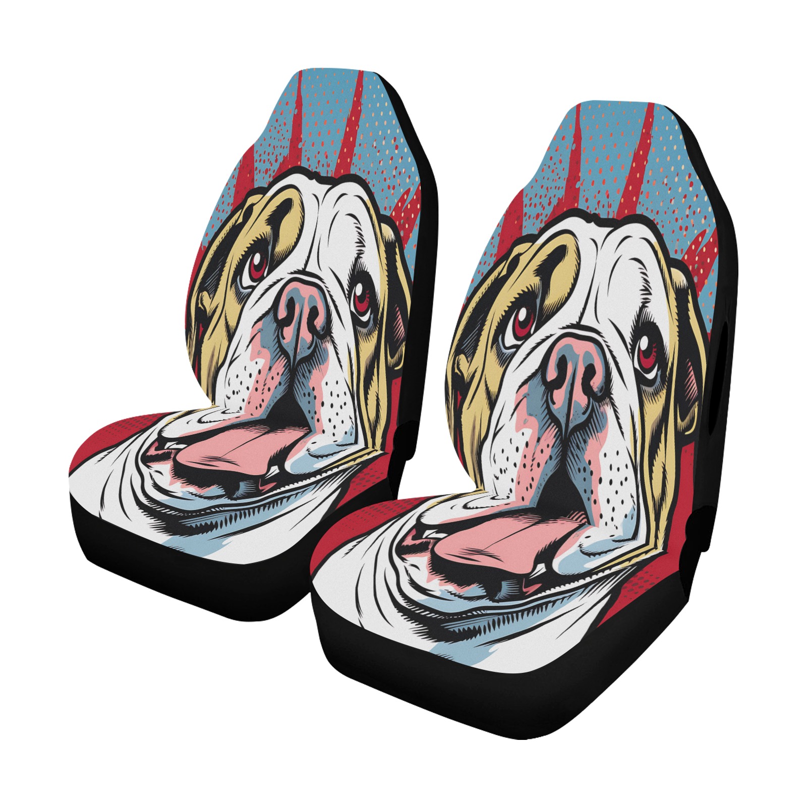 Bulldog Pop Art Car Seat Cover Airbag Compatible (Set of 2)