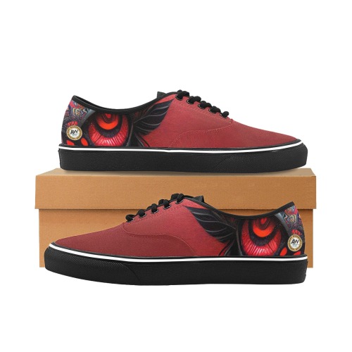 red eye Classic Men's Canvas Low Top Shoes (Model E001-4)