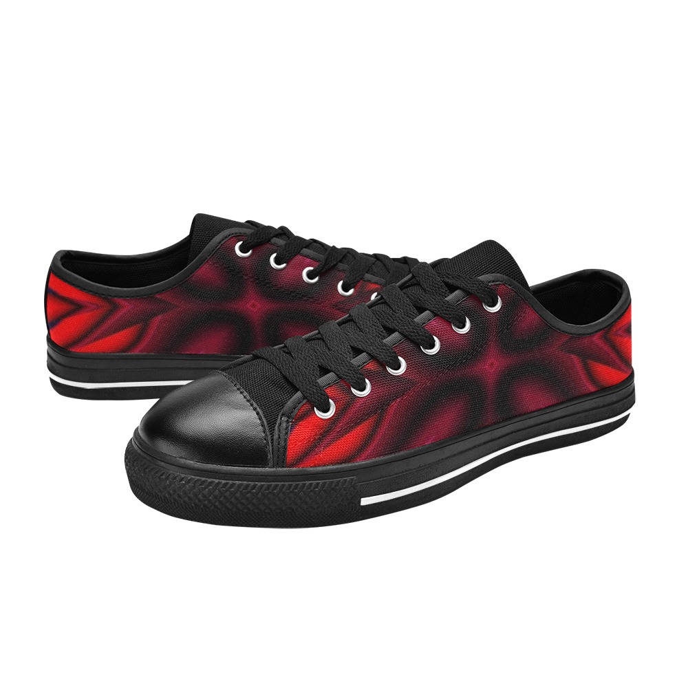 Sunset Waves Fractal Abstract Warp 2 Women's Classic Canvas Shoes (Model 018)