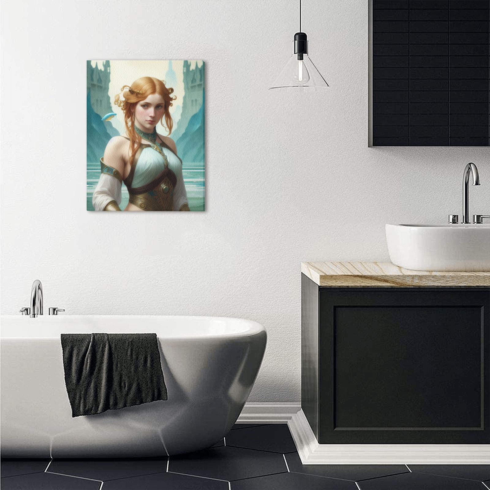 2 - Pisces zodiac fish water female Upgraded Canvas Print 11"x14"