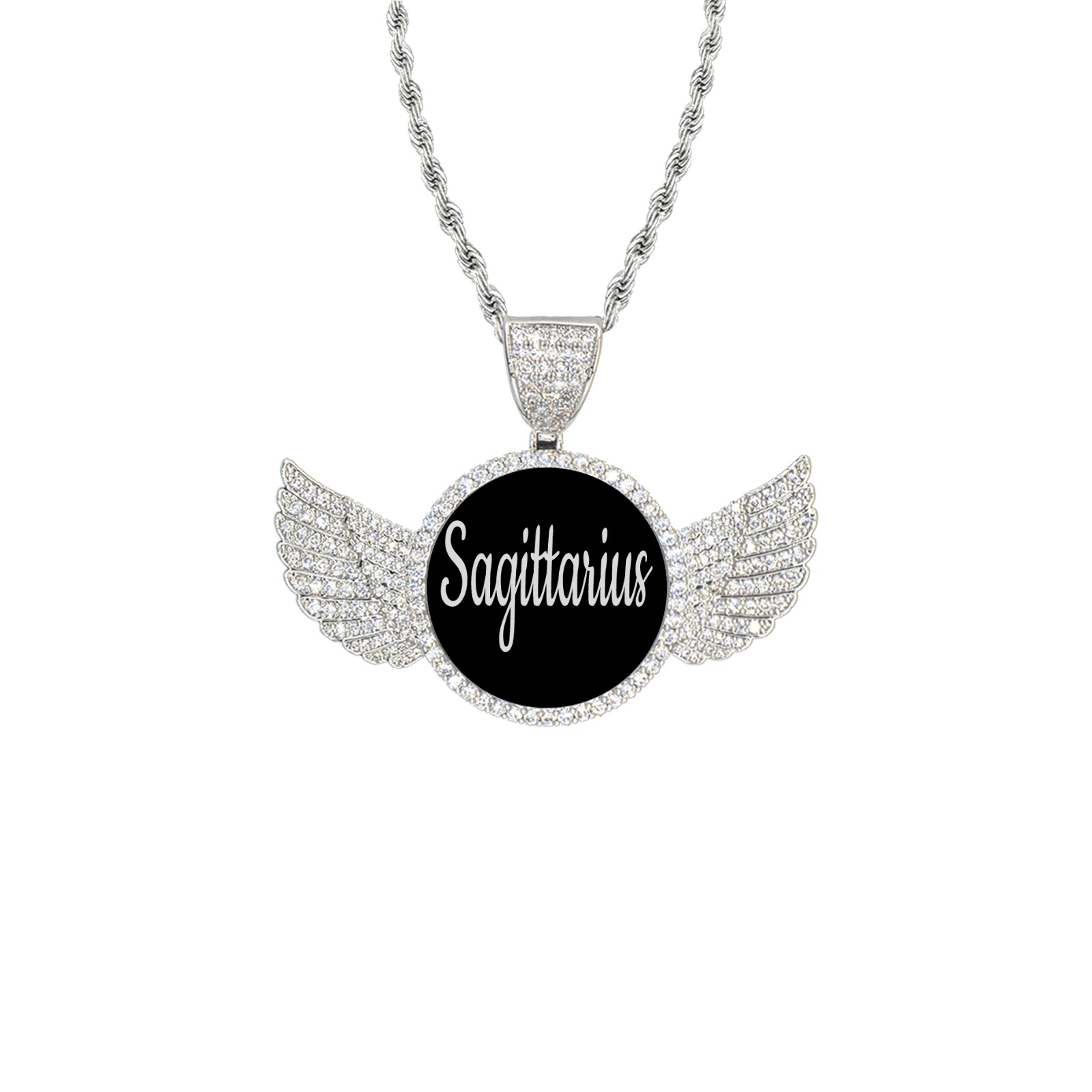 bb 6hehh Wings Silver Photo Pendant with Rope Chain