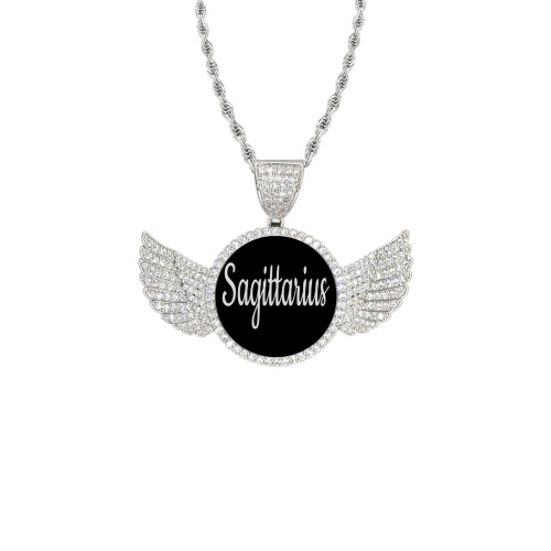 bb 6hehh Wings Silver Photo Pendant with Rope Chain