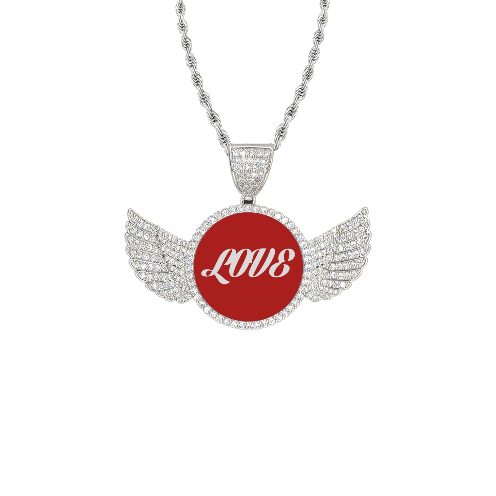 BB 890141 Wings Silver Photo Pendant with Rope Chain
