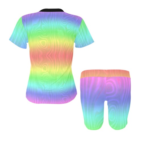 Groovy Pastel Rainbows Women's Short Yoga Set