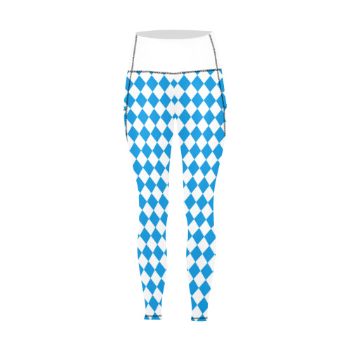 German State Of Bavaria - Flag Colors Pattern Women's All Over Print Leggings with Pockets (Model L56)