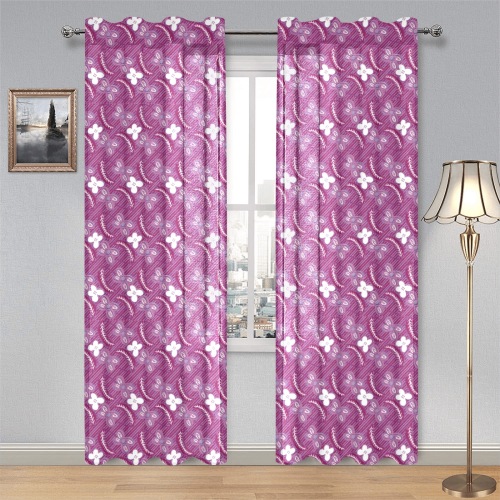 Stylish floral pattern Gauze Curtain 28"x84" (Two-Piece)
