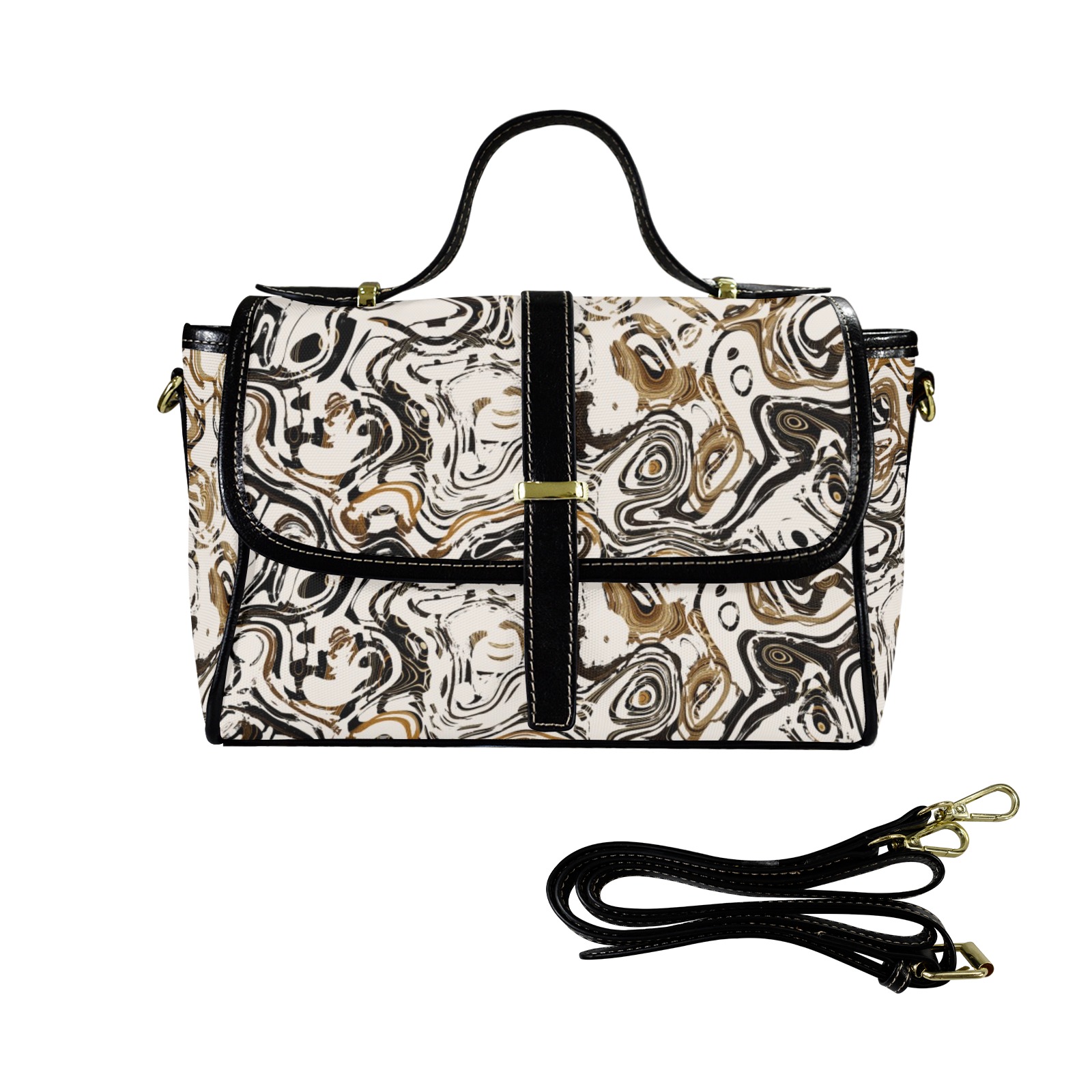 Marble Bronze Multi-Function Satchel-Black (Model 1740)