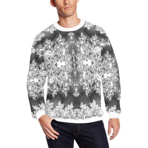 Silver Linings Frost Fractal All Over Print Crewneck Sweatshirt for Men (Model H18)
