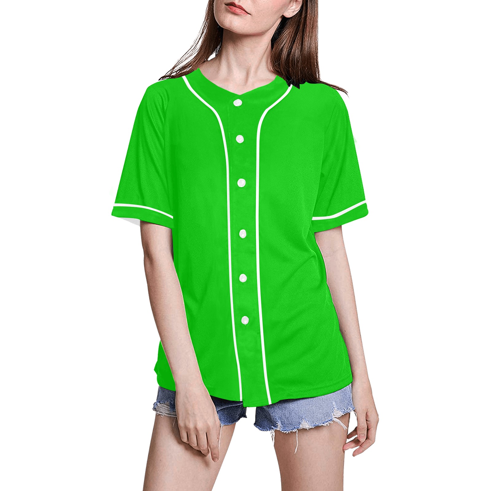 Merry Christmas Green Solid Color All Over Print Baseball Jersey for Women (Model T50)