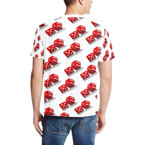 Las Vegas Craps Dice / White Men's All Over Print T-Shirt (Solid Color Neck) (Model T63)