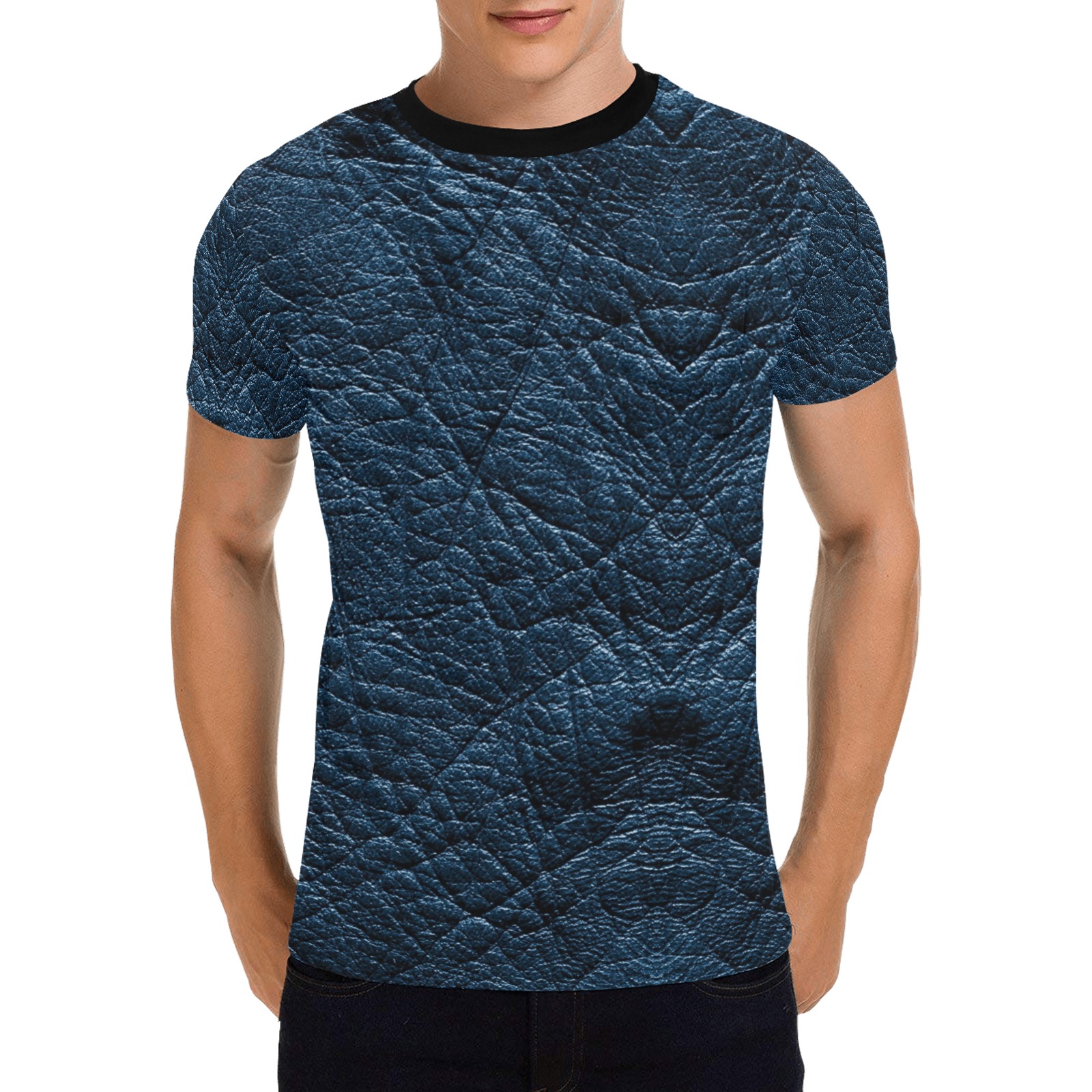 Leather Blue Style by Fetishworld Men's All Over Print T-Shirt with Chest Pocket (Model T56)