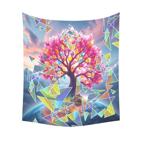 Tree Sunrise Cotton Linen Wall Tapestry 51"x 60"