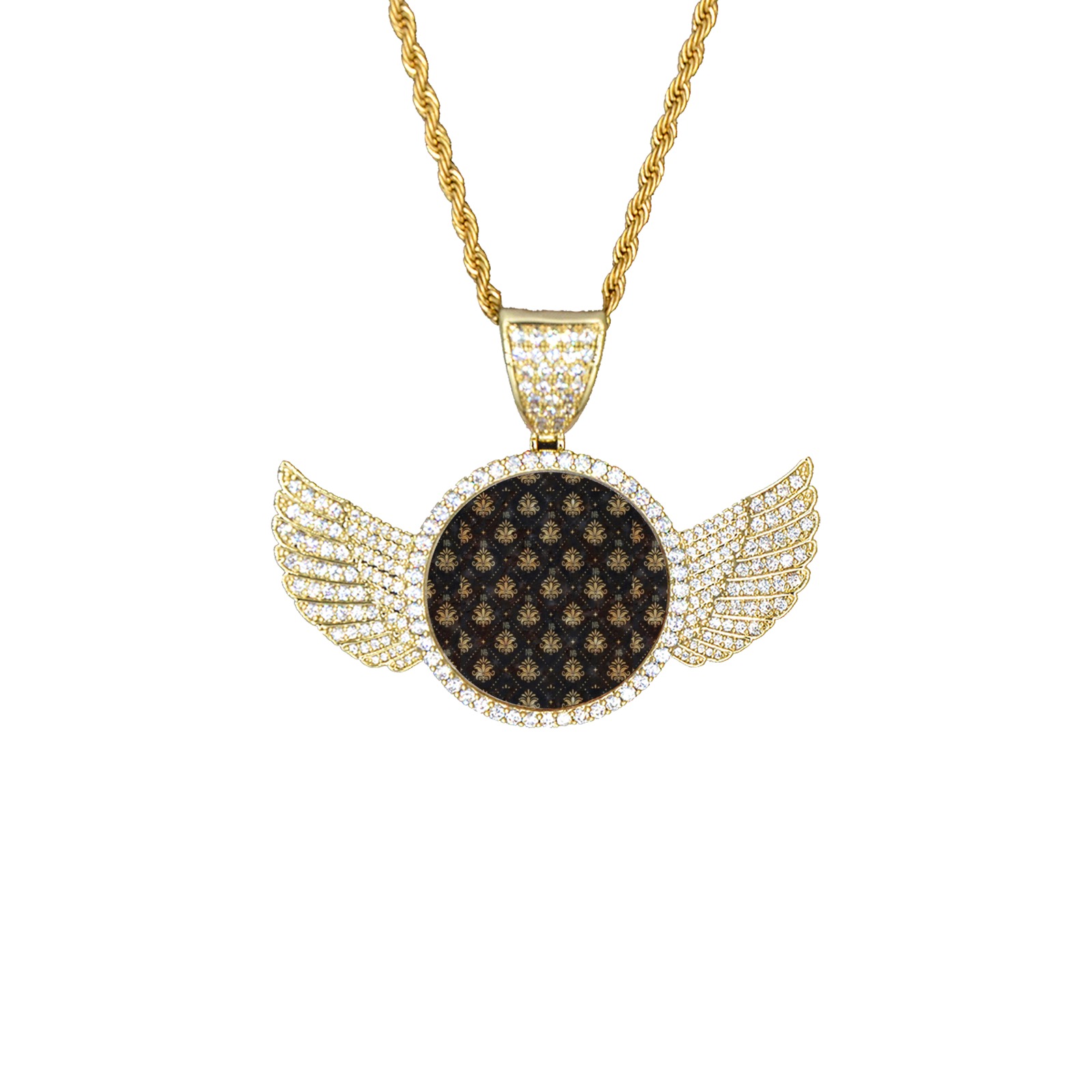 Royal Pattern by Nico Bielow Wings Gold Photo Pendant with Rope Chain