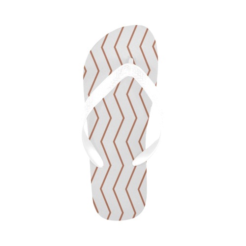 White tan brown chevron vertical lines pattern Flip Flops for Men/Women (Model 040)