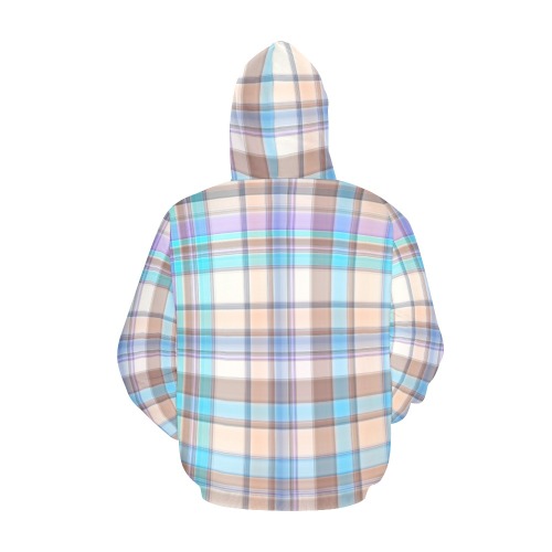 Pastels Plaid All Over Print Hoodie for Women (USA Size) (Model H13)