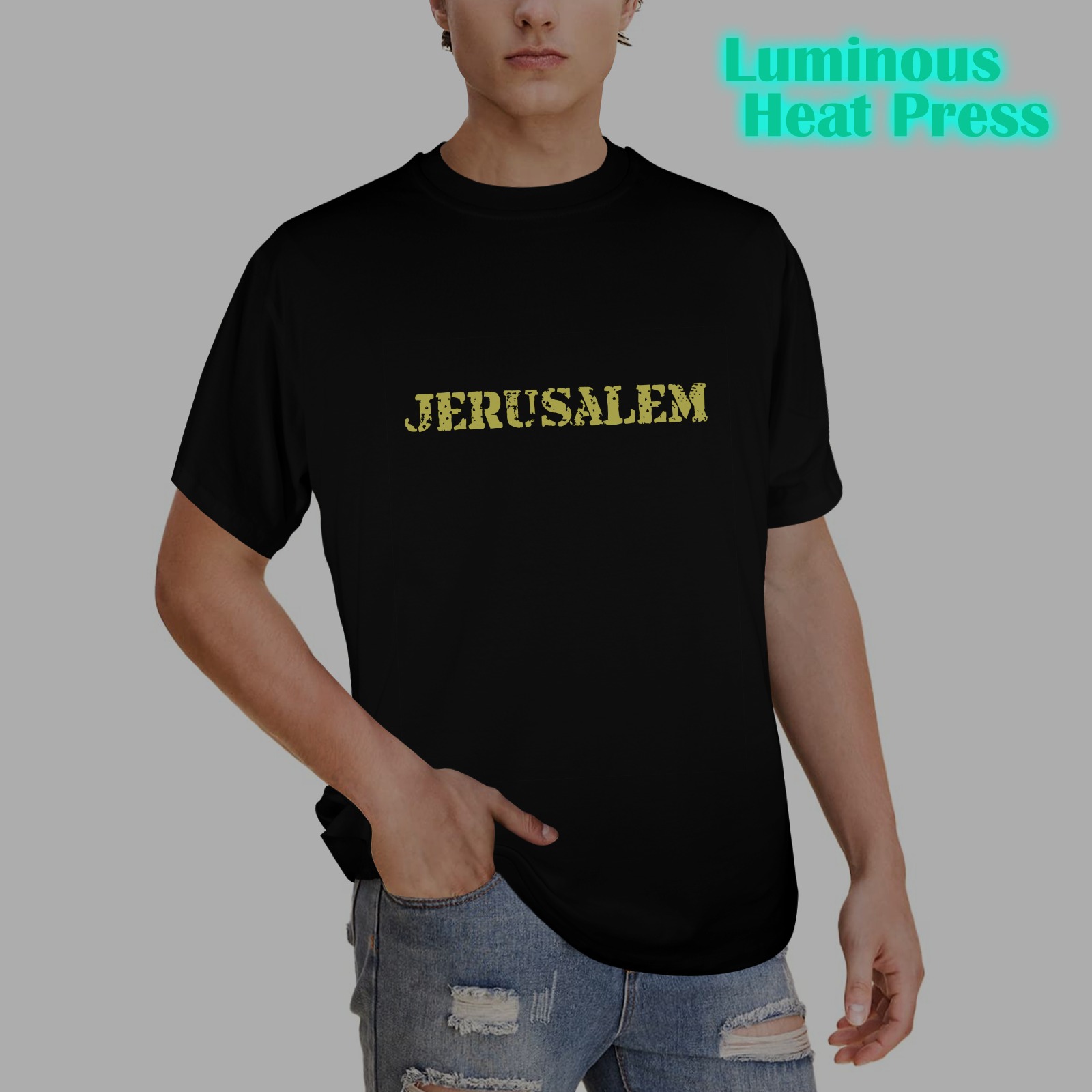 yerushalaim shel zahav 5 Men's Glow in the Dark T-shirt (Front Printing)
