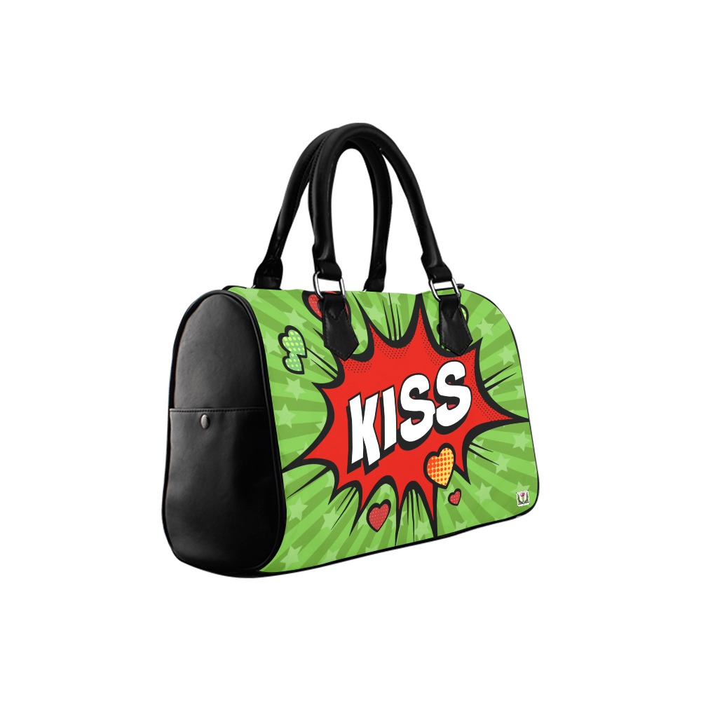 FD's Pop Art Collection- Super Hero Green with a Big Kiss 53086 Boston Handbag (Model 1621)