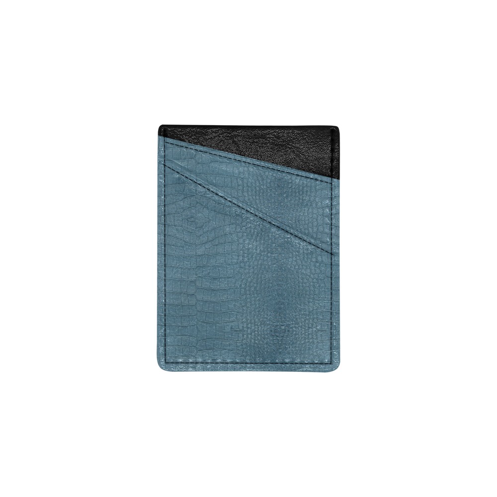 Turquoise Alligator Leather Print Cell Phone Card Holder