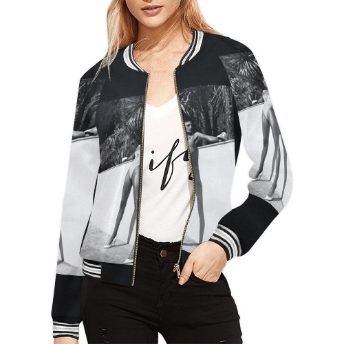 Woman All Over Print Bomber Jacket for Women (Model H21)