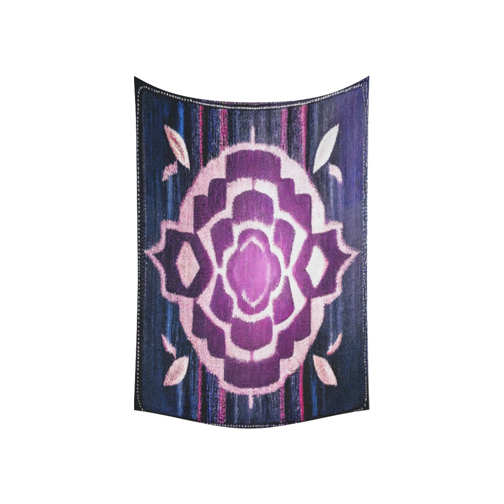 violet flower, damask style Cotton Linen Wall Tapestry 60"x 40"