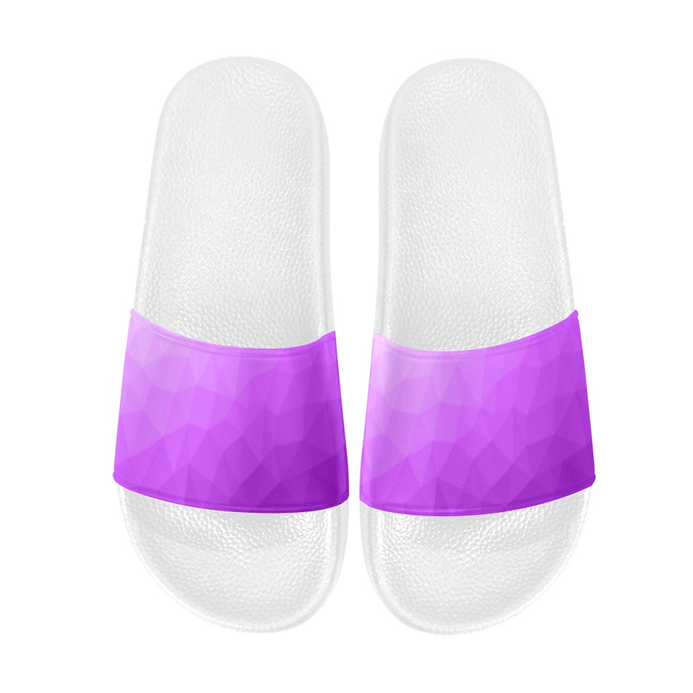 Purple gradient geometric mesh pattern Men's Slide Sandals (Model 057)