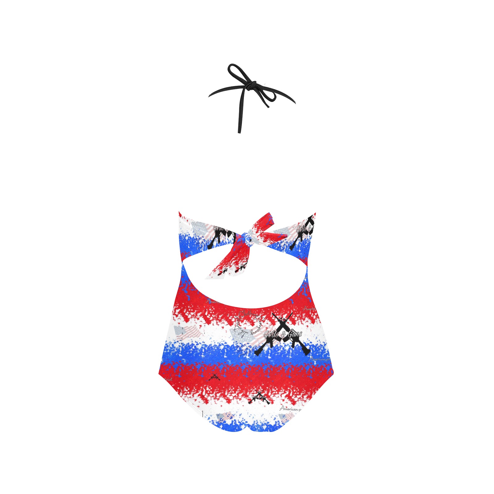 Girls n Guns patriot print Lace Band Embossing Swimsuit (Model S15)