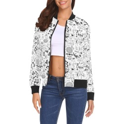 Positive pattern tattoos BW All Over Print Bomber Jacket for Women (Model H19)