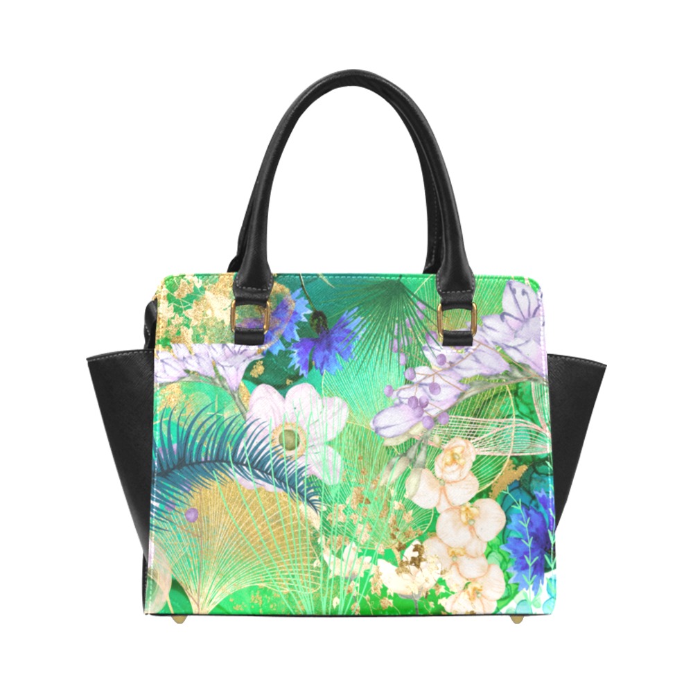 White Orchids  Blue Ferns Classic Shoulder Bag Classic Shoulder Handbag (Model 1653)
