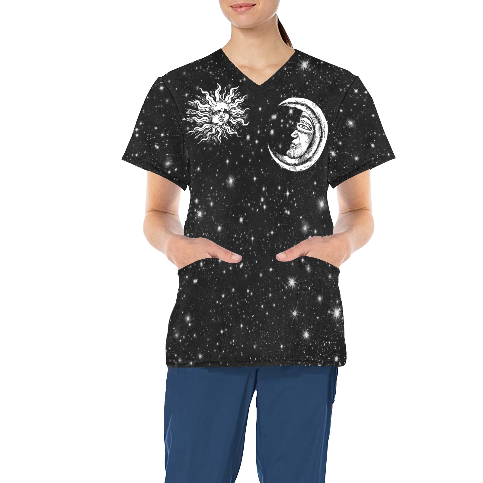 Mystic Moon and Sun All Over Print Scrub Top
