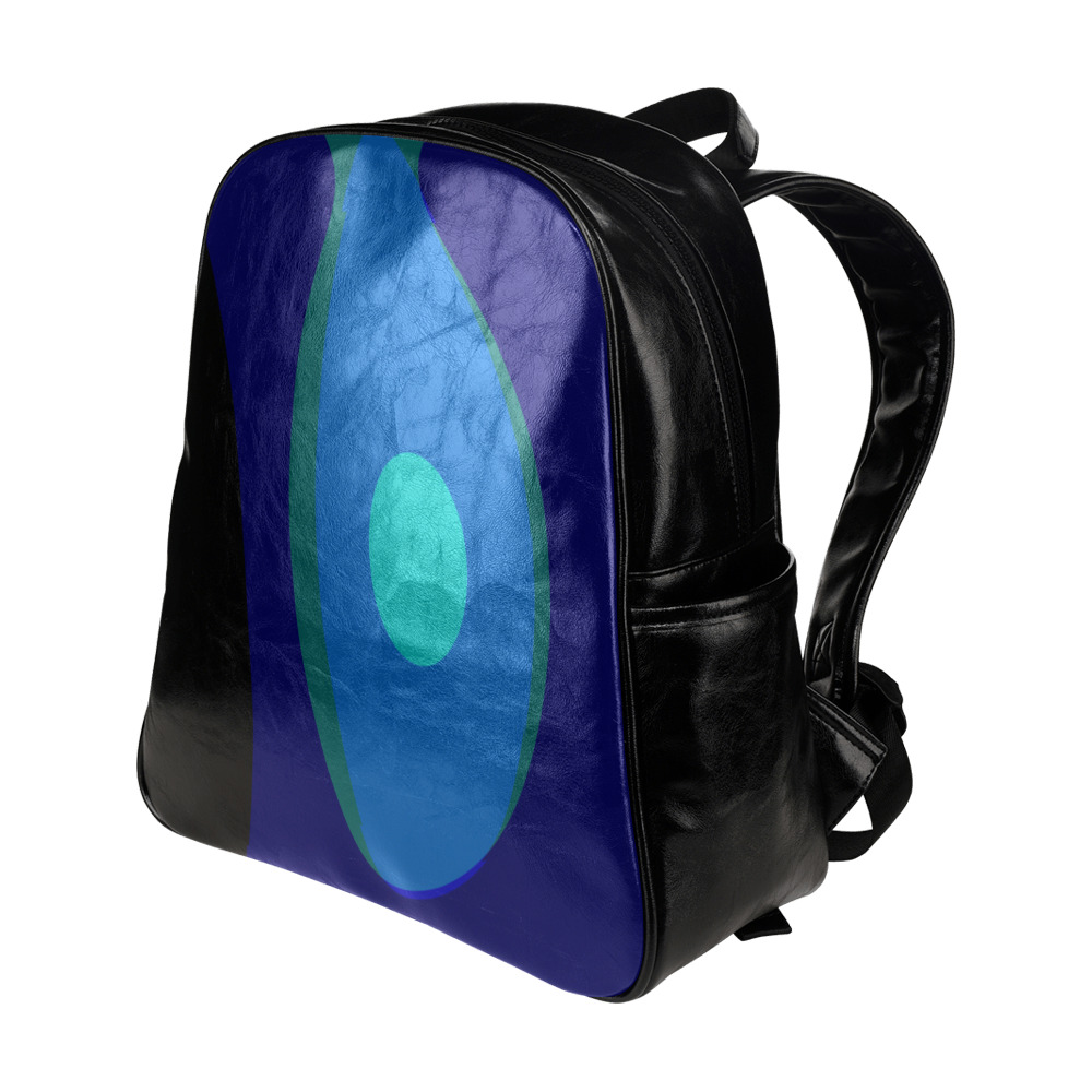 Dimensional Blue Abstract 915 Multi-Pockets Backpack (Model 1636)