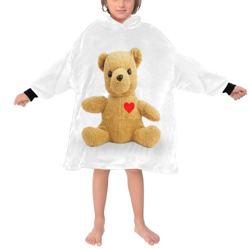TEDDY HEART Blanket Hoodie for Kids