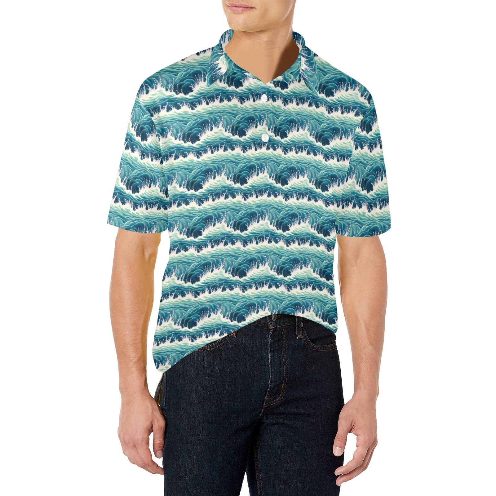 watersized Men's All Over Print Polo Shirt (Model T55)