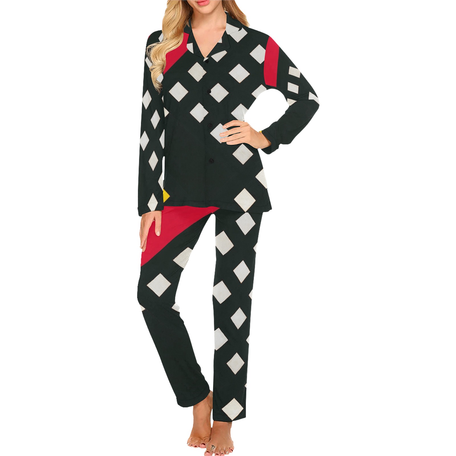 Counter-composition XV by Theo van Doesburg- Women's Long Pajama Set