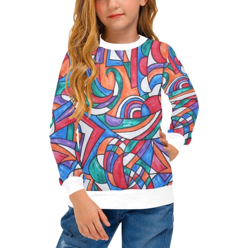 Good Vibes Girls' All Over Print Crew Neck Sweater (Model H49)
