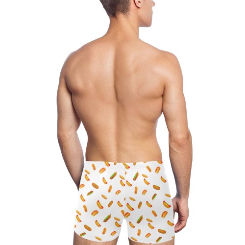 Hot Dog Pattern - White Men's Swimming Trunks (Model L60)