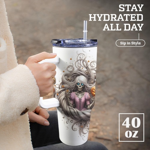 halloween_efChannel27 40oz Tumbler with White Handle