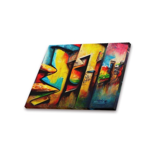 colourful graffiti Frame Canvas Print 20"x16"