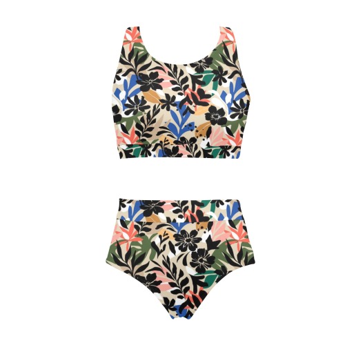 Tropical color ASF 03C Crop Top Bikini Set (Model S21)