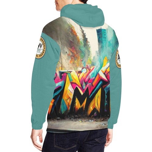 colourful graffiti street All Over Print Hoodie for Men (USA Size) (Model H13)