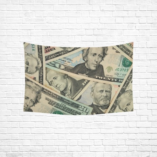 US PAPER CURRENCY Cotton Linen Wall Tapestry 60"x 40"