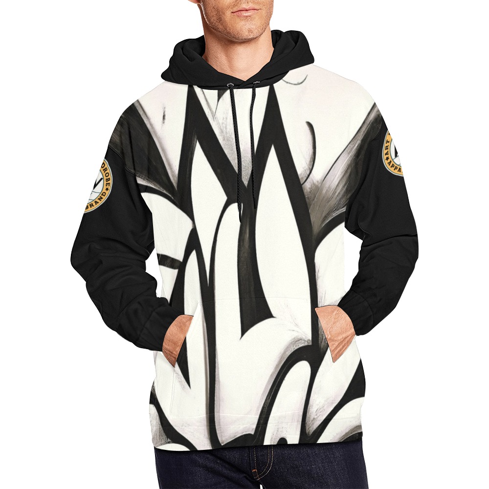 black and white graffiti style All Over Print Hoodie for Men (USA Size) (Model H13)