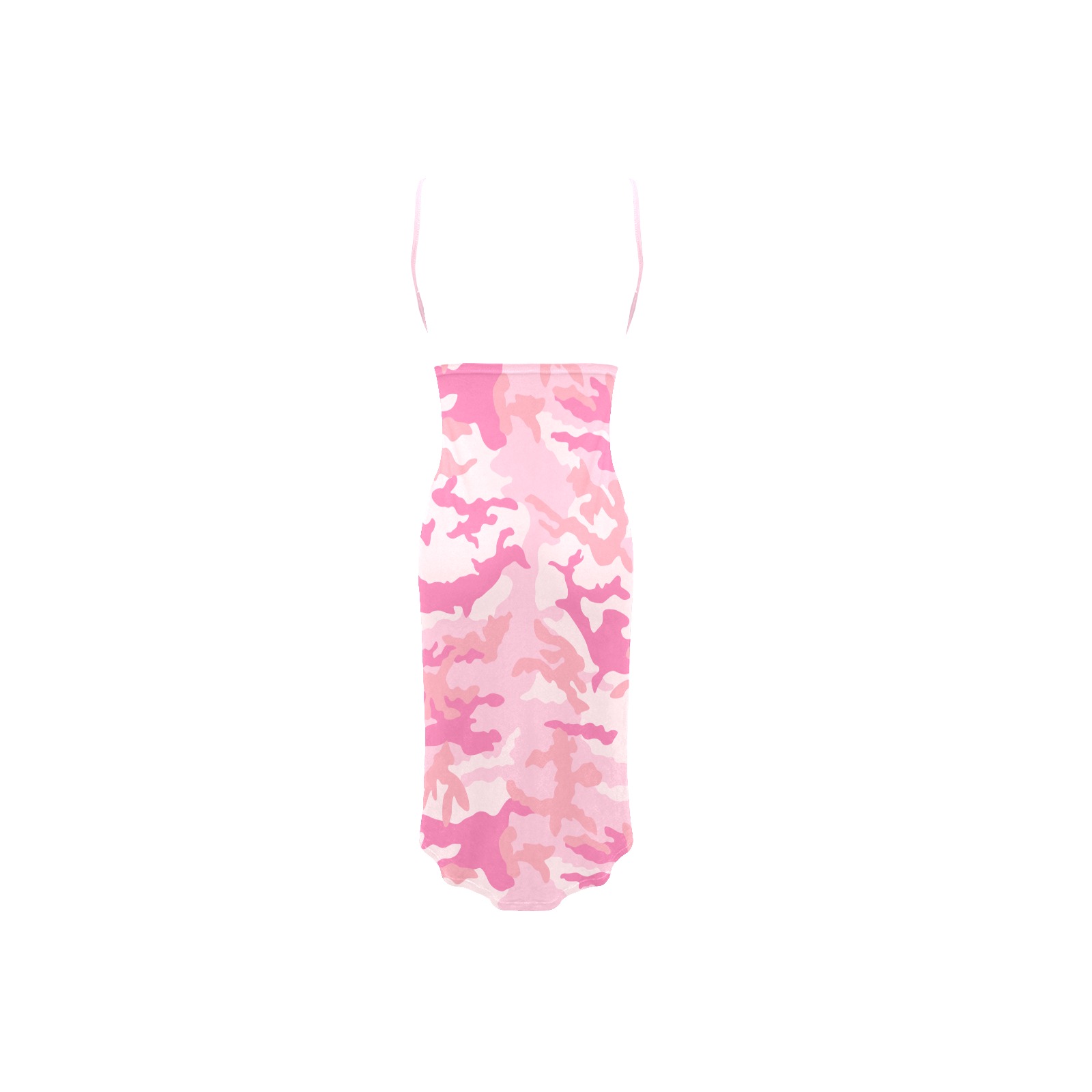 girlie-pink-ERDL Spaghetti Strap Backless Beach Cover Up Dress (Model D65)
