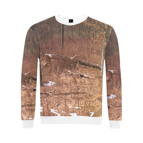 Falling tree in the woods All Over Print Crewneck Sweatshirt for Men (Model H18)