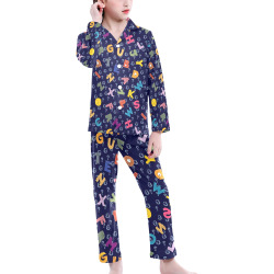 Alphabet Big Girls' V-Neck Long Pajama Set