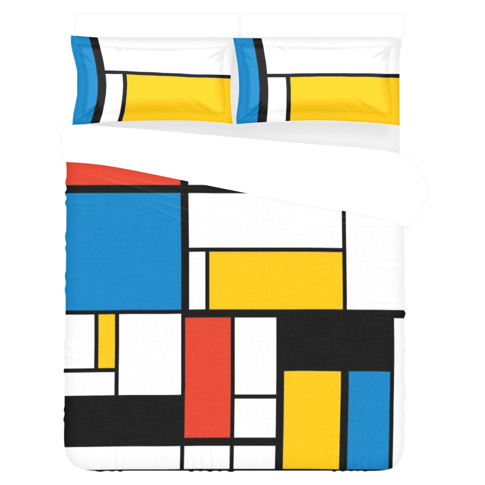 Mondrian De Stijl Modern 3-Piece Bedding Set